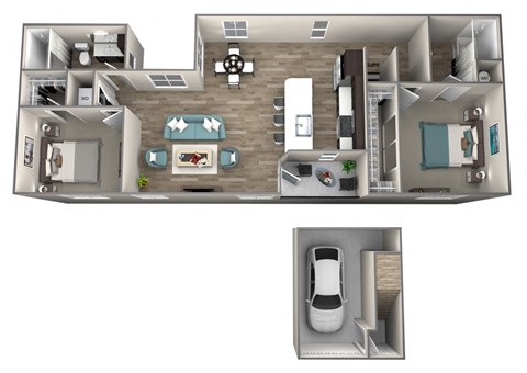 2 Bedroom 2 Bathroom Cameo Floor Plan at Hearth Apartment Homes, Vancouver